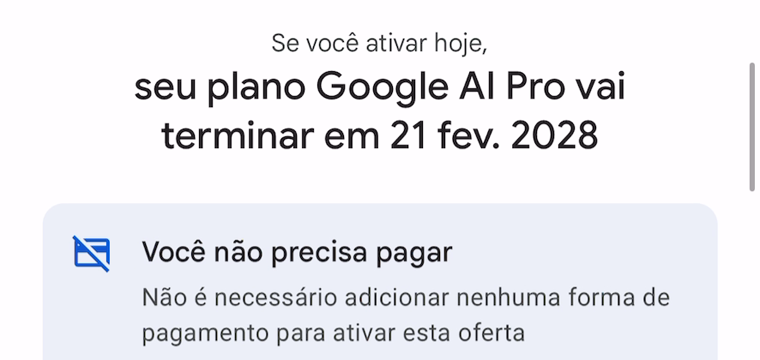 Google One mostrando que o plano termina em 21 de fevereiro de 2028